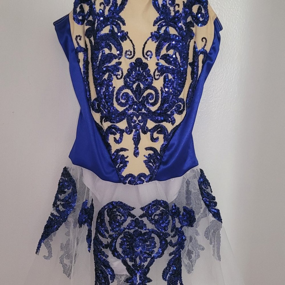 Fully boned stretch satin and sequin embroidered spandex overdress
